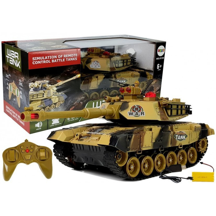 Veľký tank na diaľkové ovládanie R/C  1:18 2,4Ghz zeleno-žltý RTR