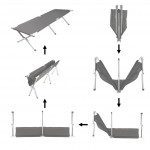 Skladacia kempingová posteľ, kanoe 150kg - čierna