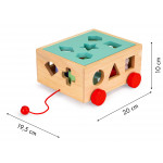 Drevený triediaci vozík s blokmi - ECOTOYS edukačná kocka pre deti