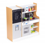 Detská kuchynka so zvukom a LED tabuľou kovové MDF doplnky +3 roky ECOTOYS