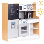 Detská kuchynka so zvukom a LED tabuľou kovové MDF doplnky +3 roky ECOTOYS